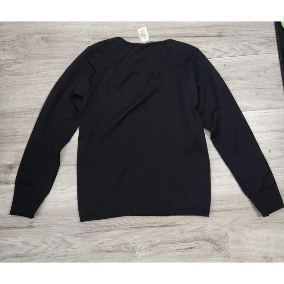 Natural Reflections Black Long Sleeve Top Womens L Stretch Basic Crew Neck - Picture 4 of 7